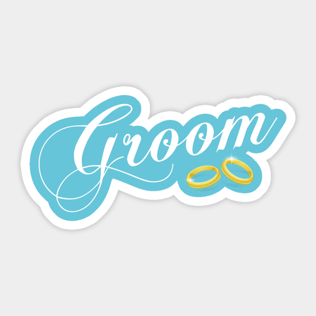 Simple and Elegant Groom Calligraphy with Wedding Rings Sticker by Jasmine Anderson